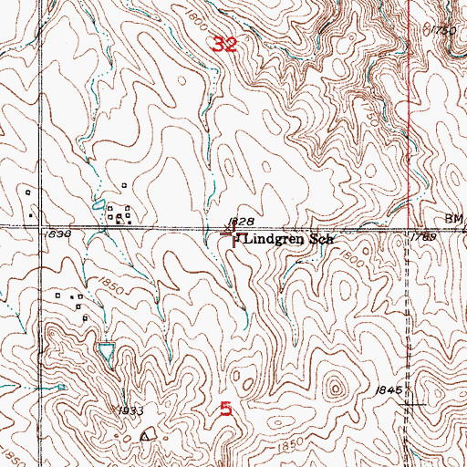 Topographic Map of Lindgren School, SD