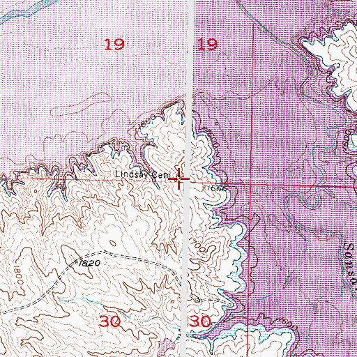 Topographic Map of Lindsay Cemetery, SD