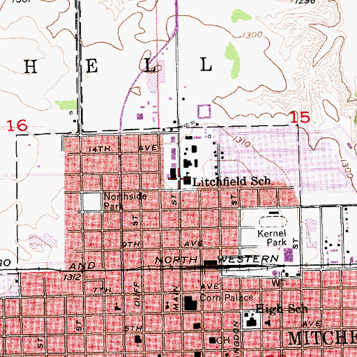 Topographic Map of Litchfield School, SD