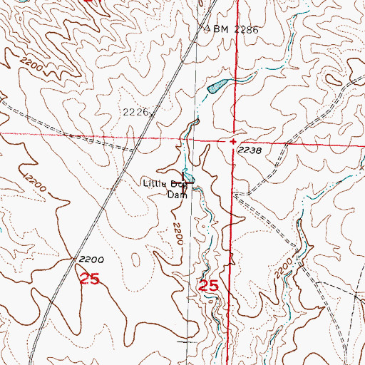 Topographic Map of Little Dog Dam, SD