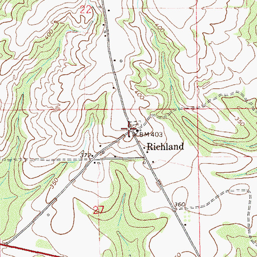 Topographic Map of Richland, AL