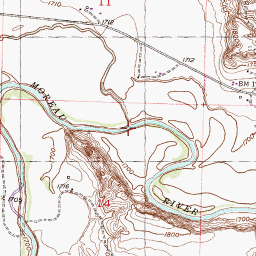 Topographic Map of Little Moreau River, SD