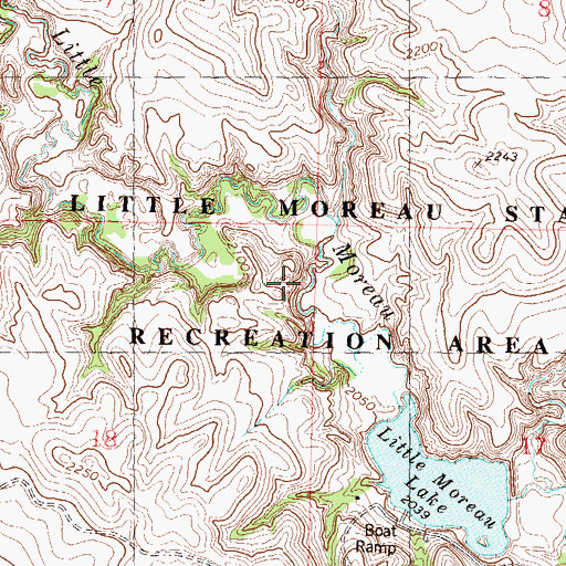 Topographic Map of Little Moreau State Recreation Area, SD