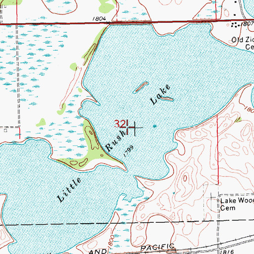 Topographic Map of Little Rush Lake, SD