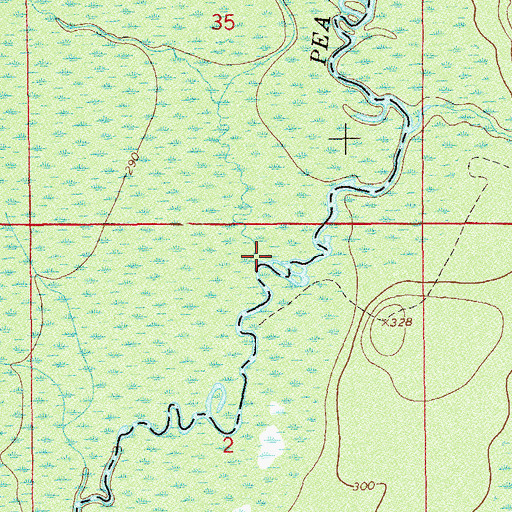Topographic Map of Richland Creek, AL