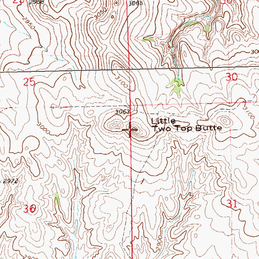 Topographic Map of Little Two Top Butte, SD