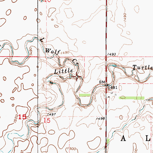 Topographic Map of Little Wolf Creek, SD