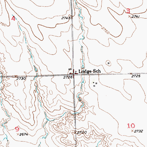 Topographic Map of Lodge School, SD