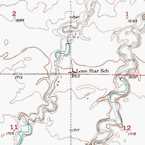 Topographic Map of Lone Star School, SD