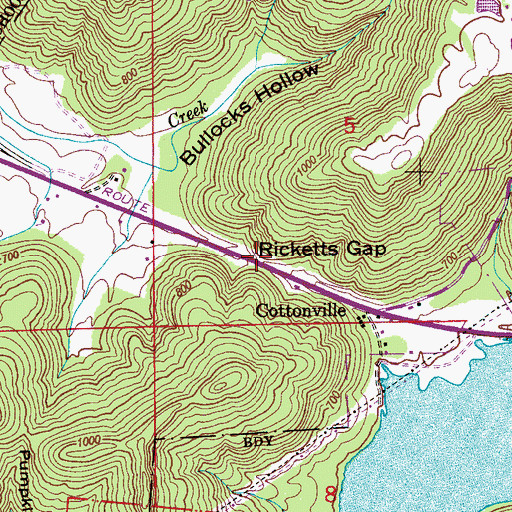 Topographic Map of Ricketts Gap, AL