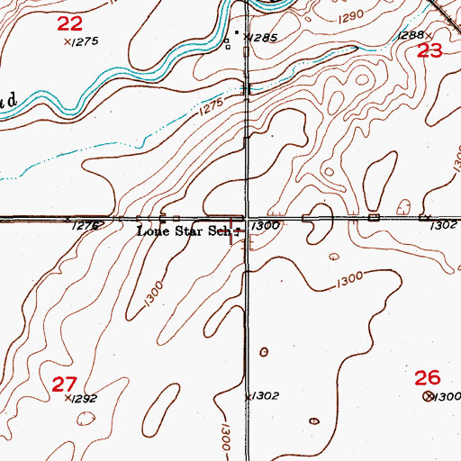 Topographic Map of Lone Star School, SD