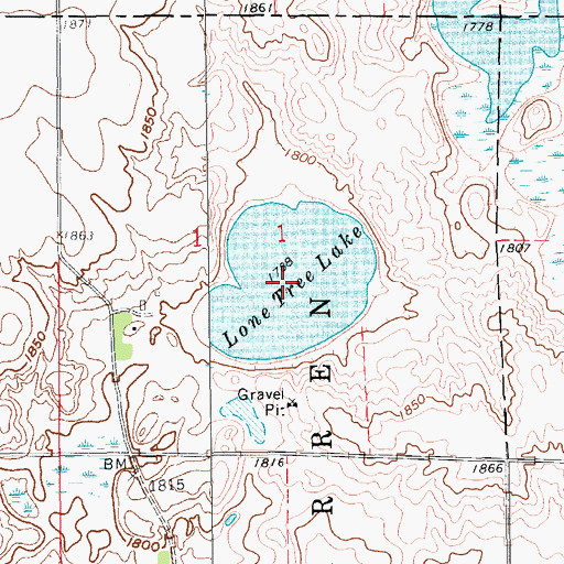 Topographic Map of Lone Tree Lake, SD