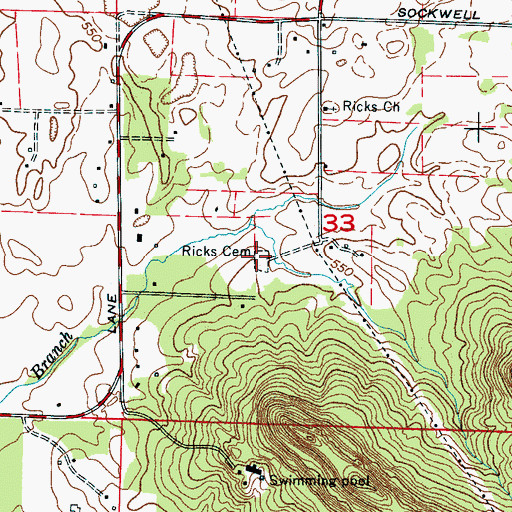 Topographic Map of Ricks Cemetery, AL