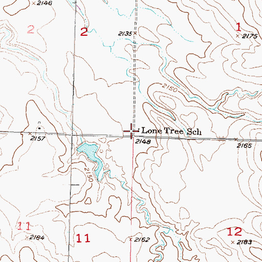 Topographic Map of Lone Tree School, SD