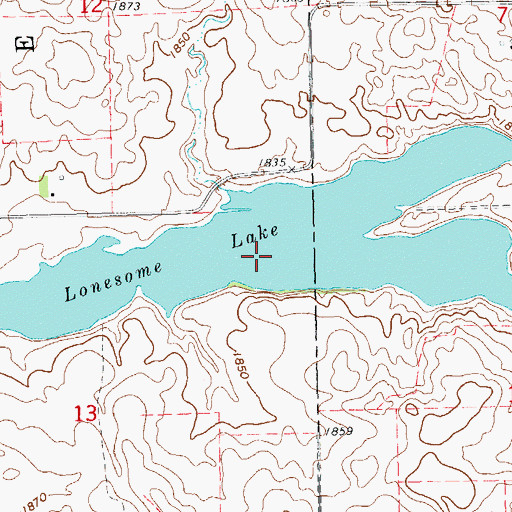 Topographic Map of Lonesome Lake, SD