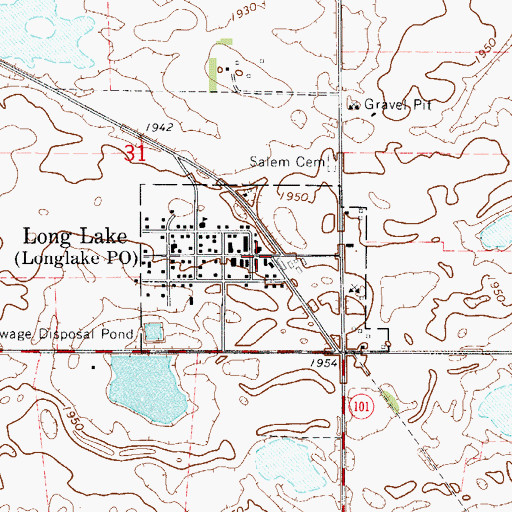 Topographic Map of Long Lake, SD