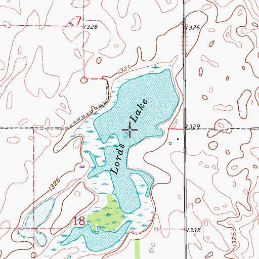 Topographic Map of Lords Lake, SD