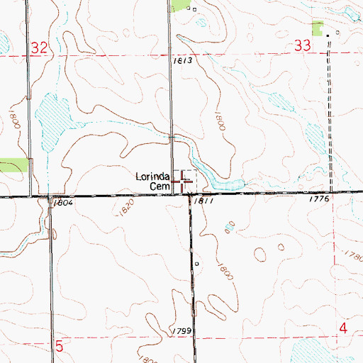 Topographic Map of Lorinda Cemetery, SD