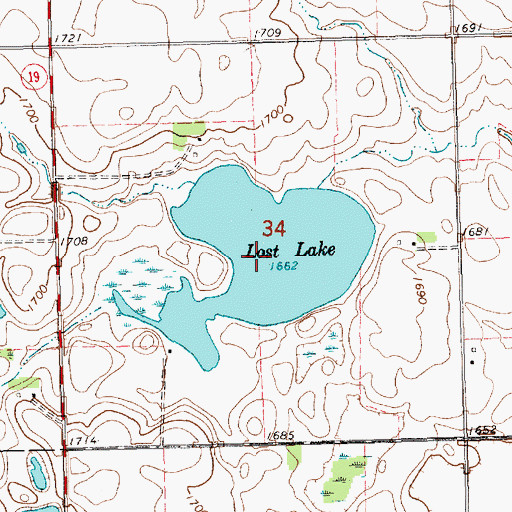 Topographic Map of Lost Lake, SD