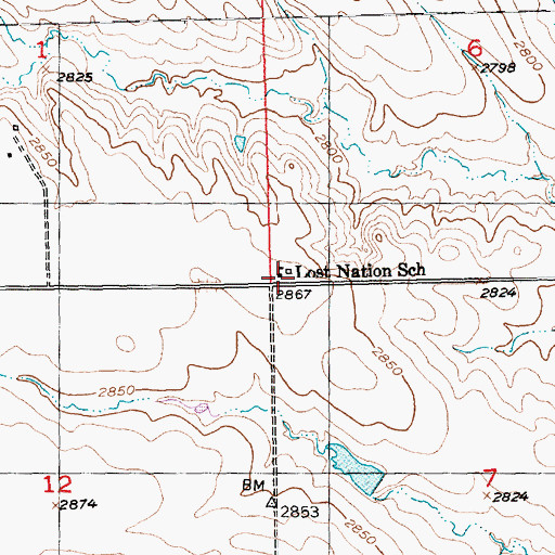 Topographic Map of Lost Nation School, SD