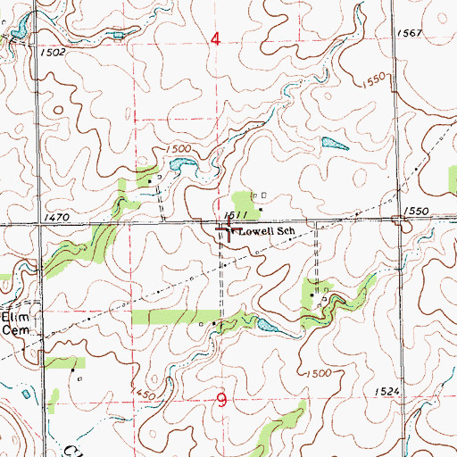 Topographic Map of Lowell School, SD