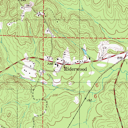 Topographic Map of Riderwood, AL