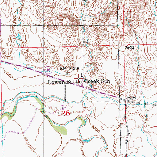 Topographic Map of Lower Battle Creek School, SD