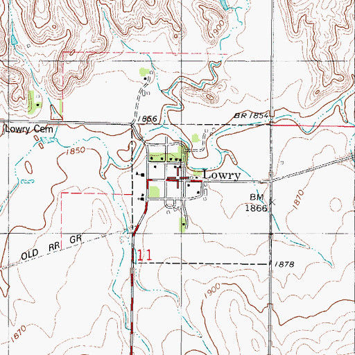 Topographic Map of Lowry, SD