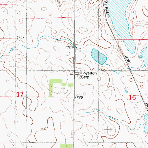 Topographic Map of Loyalton Cemetery, SD