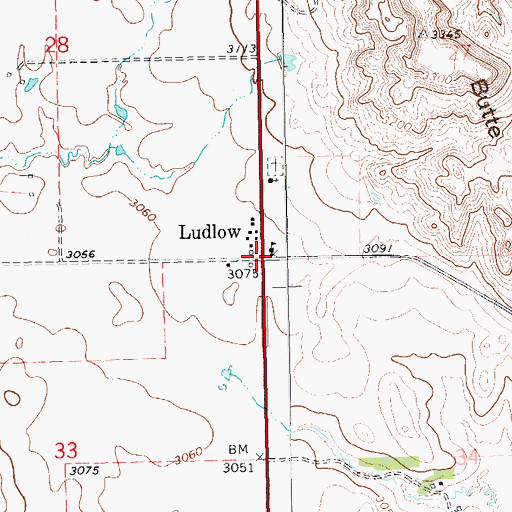 Topographic Map of Ludlow, SD