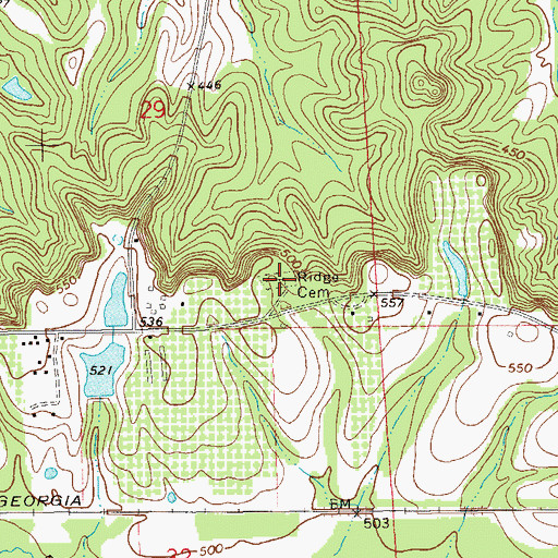 Topographic Map of Ridge Cemetery, AL