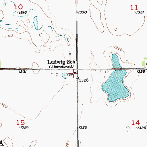 Topographic Map of Ludwig School, SD