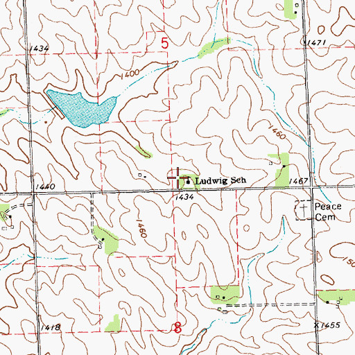 Topographic Map of Ludwig School, SD