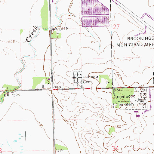 Topographic Map of First Lutheran Cemetery, SD