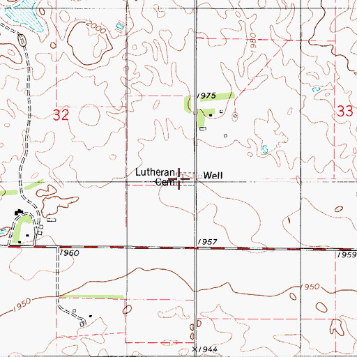 Topographic Map of Bergdorf Cemetery, SD