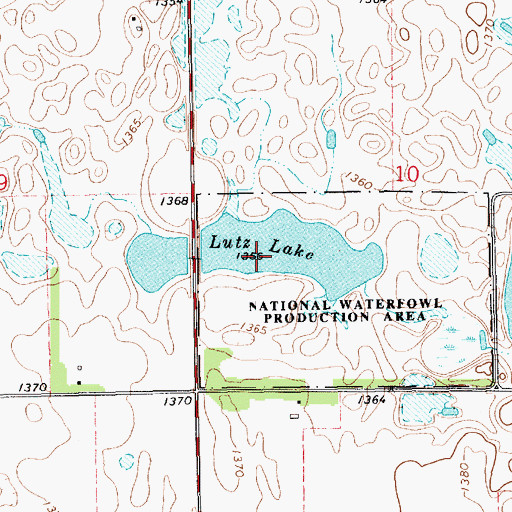 Topographic Map of Lutz Lake, SD