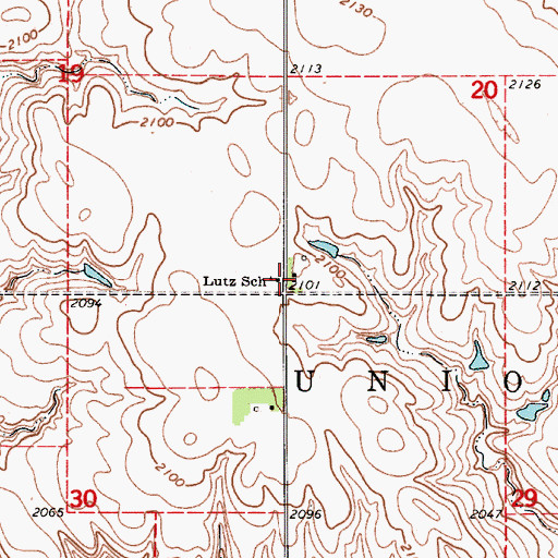 Topographic Map of Lutz School, SD
