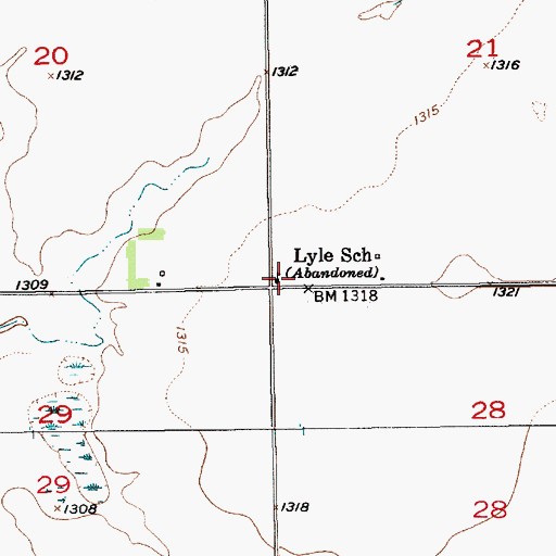 Topographic Map of Lyle School, SD
