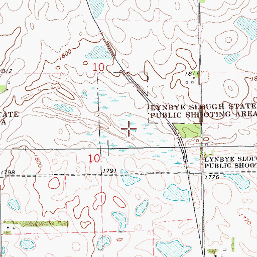 Topographic Map of Lynbye Slough State Public Shooting Area, SD