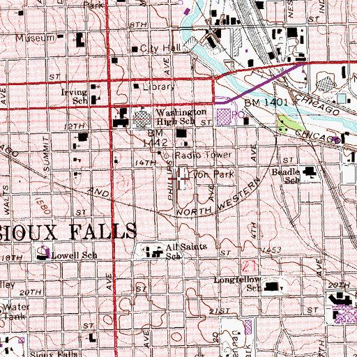 Topographic Map of Lyon Park, SD