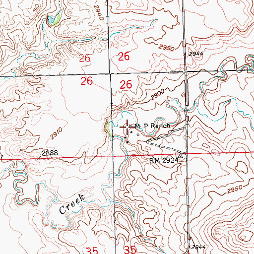 Topographic Map of M P Ranch, SD