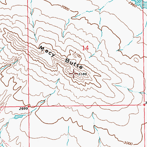 Topographic Map of Macy Butte, SD