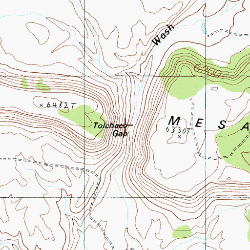 Topographic Map of Tolchaco Gap, AZ
