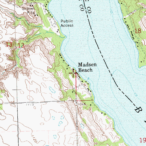 Topographic Map of Madsen Beach, SD