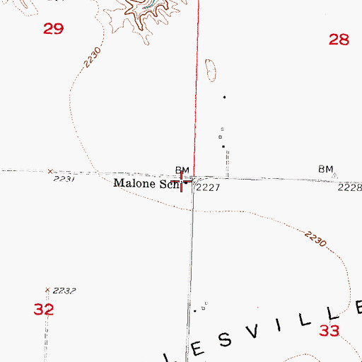 Topographic Map of Malone School, SD