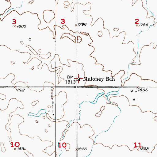 Topographic Map of Maloney School, SD