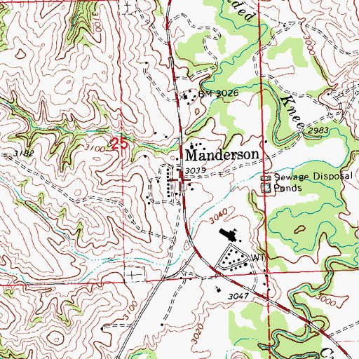 Topographic Map of Manderson, SD