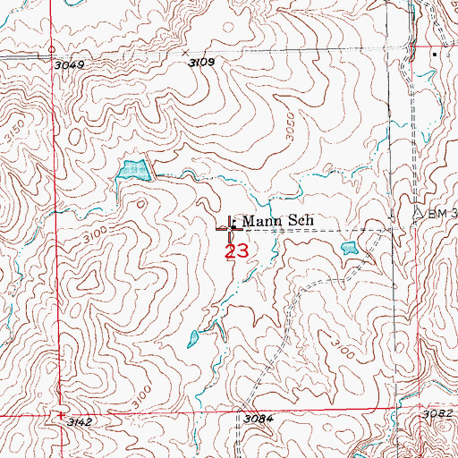 Topographic Map of Mann School, SD