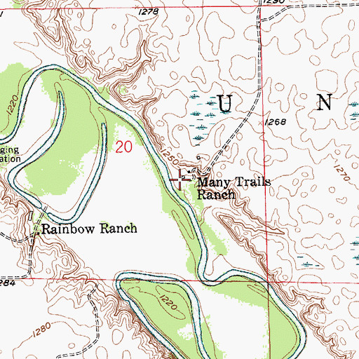 Topographic Map of Many Trails Ranch, SD