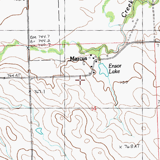 Topographic Map of Marcus, SD